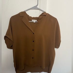 Frank & Oak brown flowy blouse